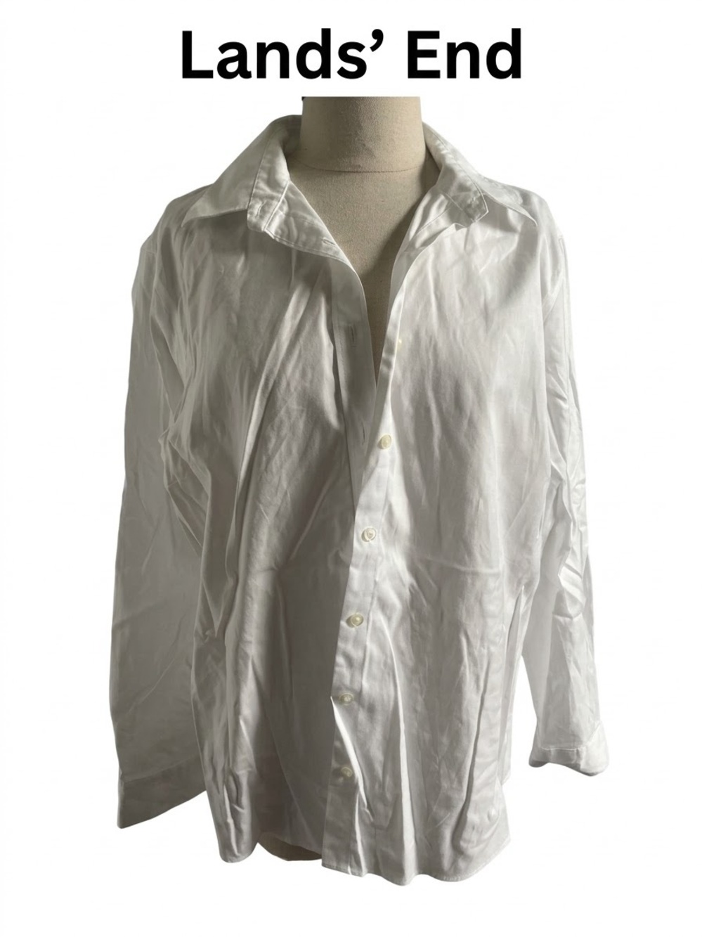 Lands End Women’s button up No Iron Pinpoint Oxford Size 18